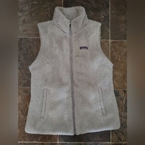 Patagonia Sherpa Fleece Vest Light Grey Solid Full Zip Women's XL